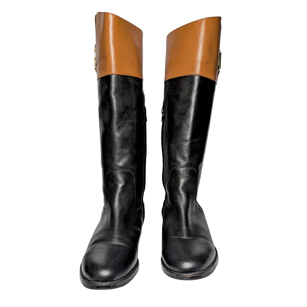 Ralph Lauren Two-Tone Leather Knee-High Riding Boots – Size 8.5 - Picture 3 of 5